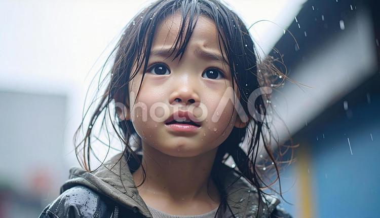 泣き顔の日本人の女の子 涙,女の子,日本人の写真素材