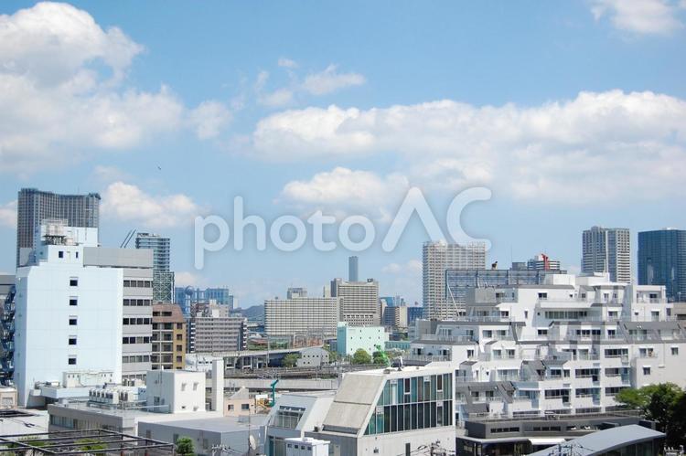街並みと青空 空,青空,雲の写真素材