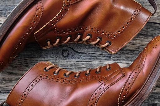 ウィングチップブーツ ブーツ,ウィングチップ,ブローグの写真素材