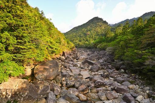 屋久島の巨大な大岩転がる河原 屋久島の巨大な大岩転がる河原 屋久島,河原,川の写真素材