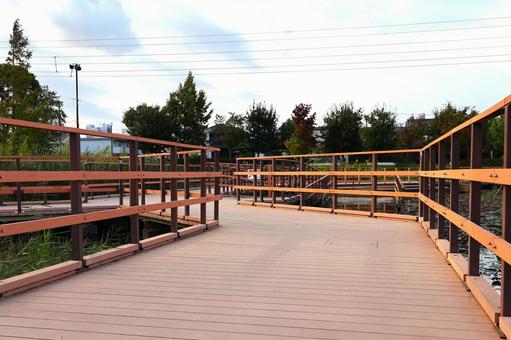 上総更級公園「修景池のウッドストリート」 ウッドストリート,散歩,上総更級公園の写真素材