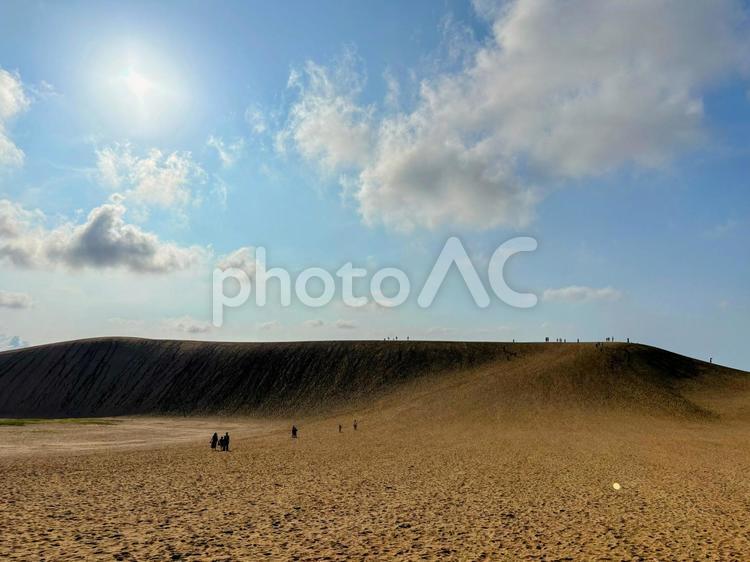 鳥取砂丘の空と砂丘 砂,風景,空の写真素材