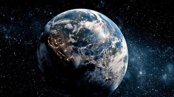 暗闇に浮かぶ、美しい地球:宇宙からの眺め 暗闇に浮かぶ、美しい地球:宇宙からの眺めの写真