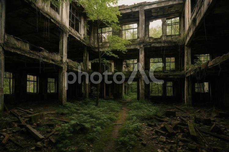 廃墟の建物と自然 廃墟,建物,自然の写真素材