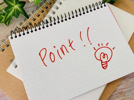 ノートにPOINTの文字と豆電球の絵 ポイント,豆電球,コツの写真素材