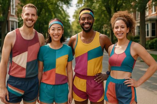 カラフル模様のランニング仲間 カラフル模様のランニング仲間の写真