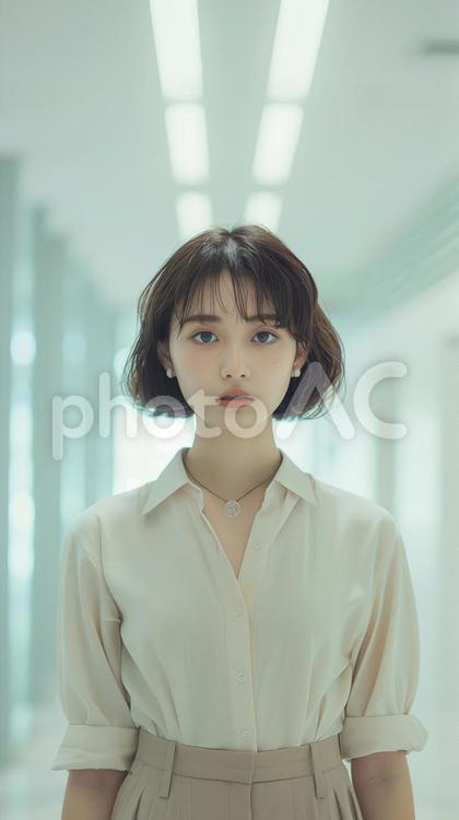 オフィスにいる若い女性の会社員 ol,女性,ブラウスの写真素材