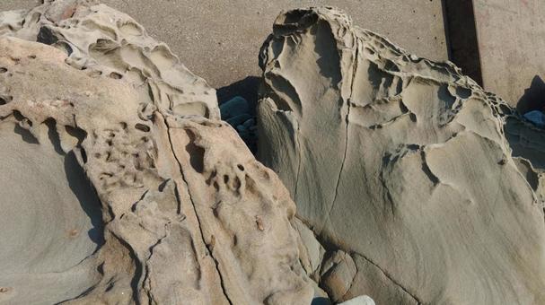 自然の造形 砂岩,海岸,波打ち際の写真素材