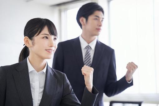 Business person doing a guts pose, motivation, guts pose, business person, JPG