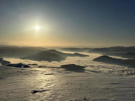 荒島山の雲海 荒島山,百名山,日本百名山の写真素材