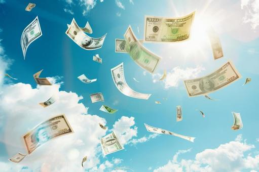 お金が空から降る豊かさのイメージ お金が空から降る豊かさのイメージ の写真