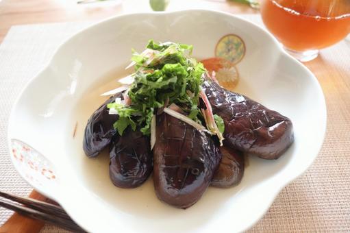 茄子の煮浸し薬味添え 茄子,煮浸し,和食の写真素材