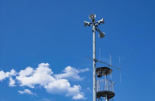 防災放送スピーカー 防災スピーカー,アンテナ,半鐘の写真素材