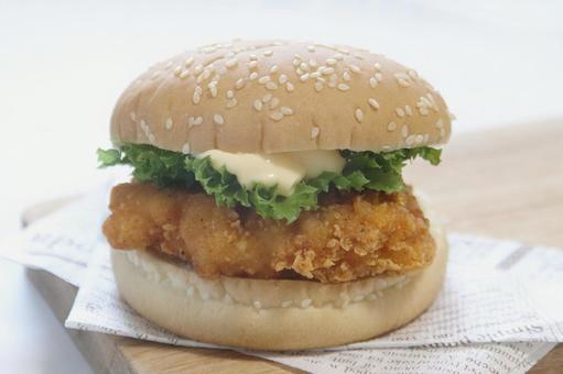 チキンバーガー チキンバーガー チキンバーガー,フィレバーガー,チキンフィレバーガーの写真素材