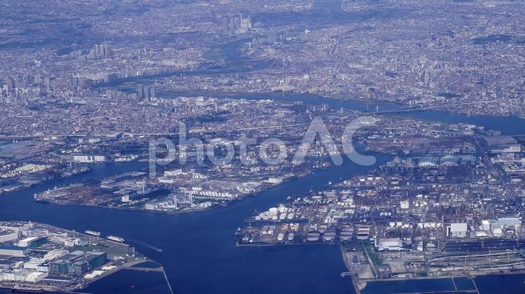 東京を中心とした関東一円と東京湾 関東,東京,埼玉の写真素材