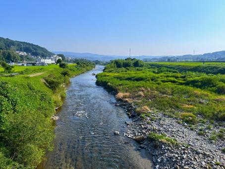 田舎の風景 田舎,川,河川の写真素材