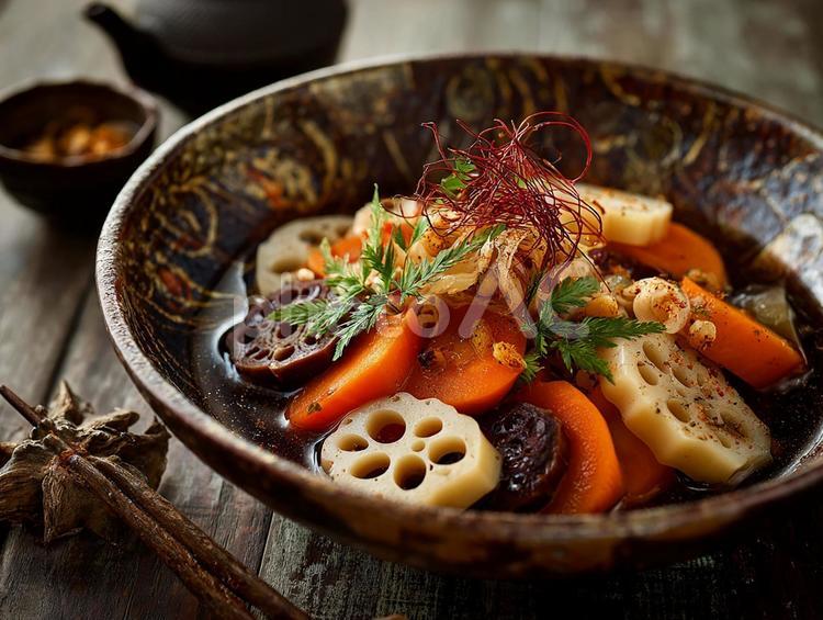 心温まる日本の煮物 煮物,和食,根菜の写真素材