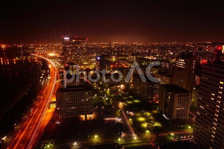 福岡の福岡タワーからの夜景1 福岡タワー,夜景,夜の写真素材