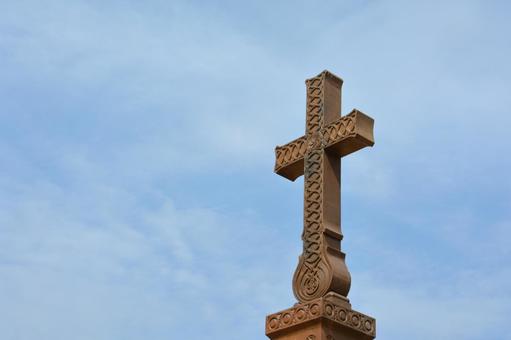 Photo, cross, khachkar, blue sky, 