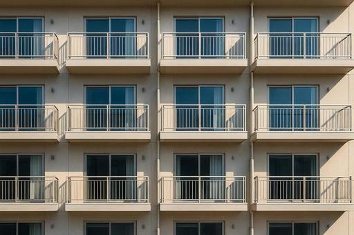 マンションの窓とバルコニー・集合住宅 マンションの窓とバルコニー・集合住宅の写真