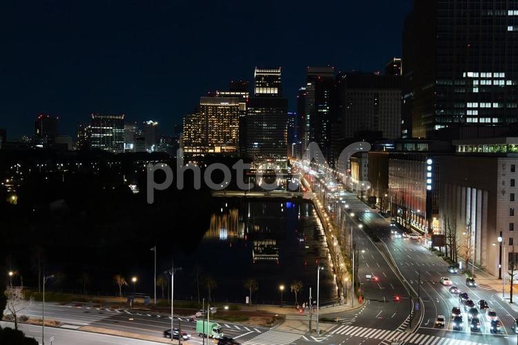 日比谷通り　夜景 日比谷通り,東京,皇居の写真素材