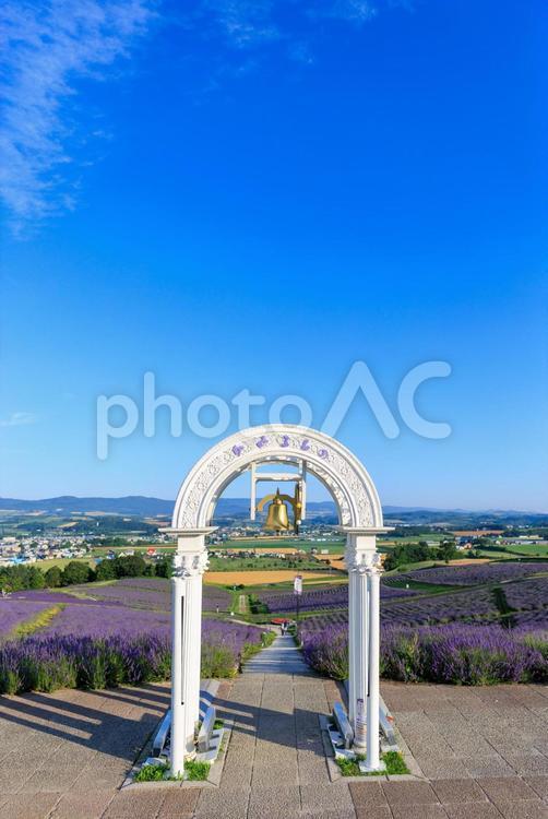 日の出公園の鐘 日の出公園,鐘,上富良野町の写真素材
