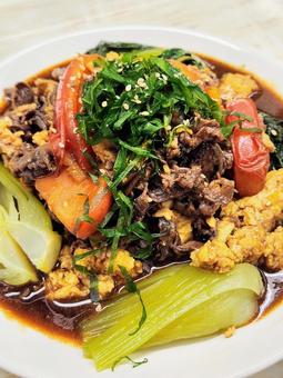 牛肉とトマトと玉子のオイスター炒め2 トマト,牛肉,中華風の写真素材