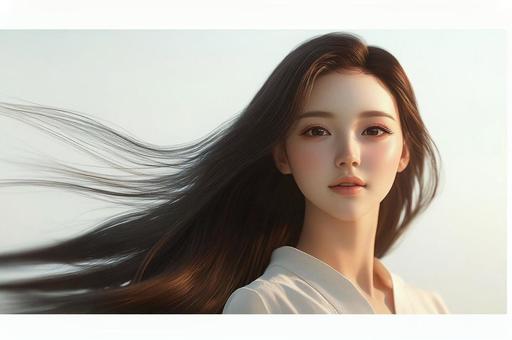 女性 髪が靡いている写真※AI生成 女性 髪が靡いている写真※AI生成の写真