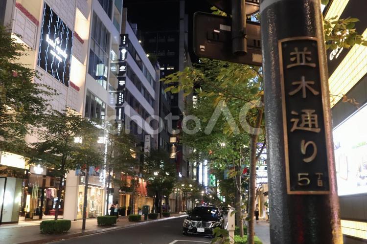 夜の並木通り 銀座,並木通り,東京の写真素材