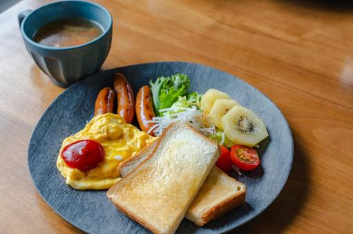 洋風朝食プレート 朝食,トースト,パンの写真素材