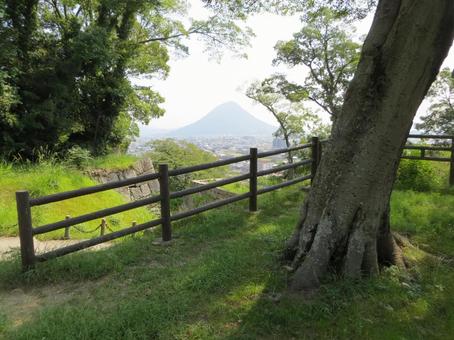 丸亀城 城跡からの風景 讃岐富士 飯野山 丸亀城 城跡からの風景 讃岐富士 飯野山 丸亀城,現存天守,高石垣の写真素材