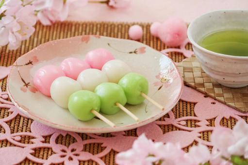 Fun cherry-blossom viewing and dumpling, spring, hanami dumpling, ohanami dumpling, JPG