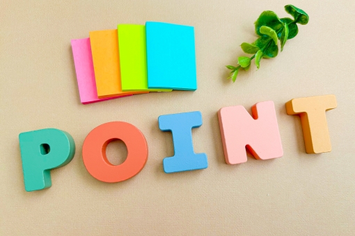 付箋紙とポイント　POINT ポイント,要点,pointの写真素材