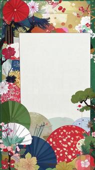 年賀状素材 和紙の重ね絵 縦型 年賀状素材 和紙の重ね絵 縦型の写真