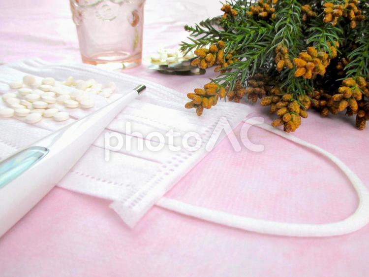 花粉症イメージ 花粉症,マスク,薬の写真素材