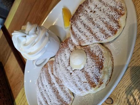 パンケーキ? パンケーキ? パンケーキ,ソフトクリーム,カフェの写真素材