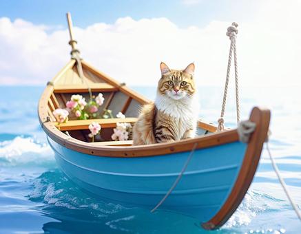 ボートで遊ぶ猫3の写真