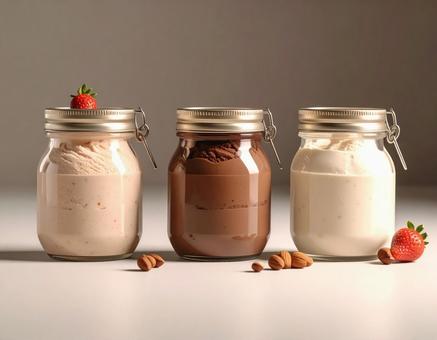 ガラスボトルに入ったアイスクリームの写真