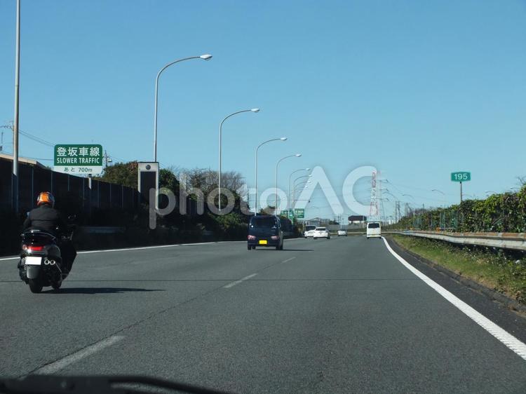 街路灯が規則正しく並ぶ高速の路 車,オートバイ,単車の写真素材