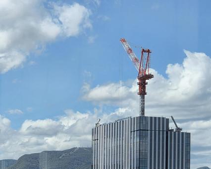 秋晴れとクレーン 秋晴れ,クレーン,秋の空の写真素材