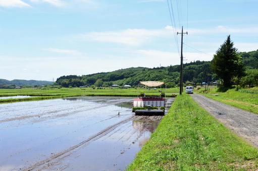 田んぼの風景 田んぼの風景の写真