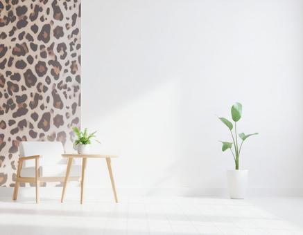 アニマル柄の壁紙　モダンな部屋の写真