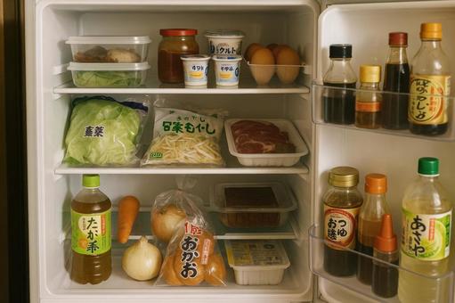 生活感のある冷蔵庫の中身の写真