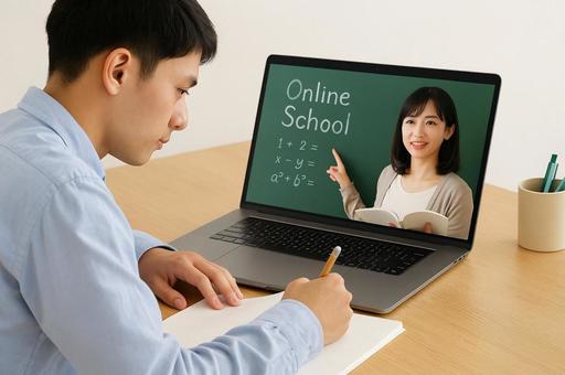 PCのオンラインスクールで学習 PCのオンラインスクールで学習の写真