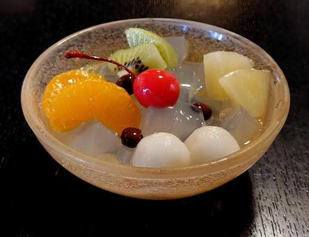 みつ豆　白玉入り みつ豆,寒天,甘味処の写真素材
