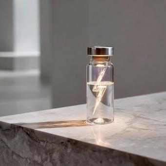 稲妻が光るガラス瓶の写真