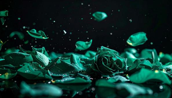 闇に浮かぶ緑の薔薇の写真