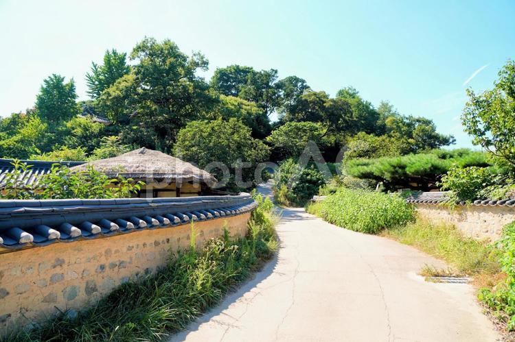 韓国慶州の世界遺産・伝統家屋が並ぶ良洞村 良洞村,慶州,世界遺産の写真素材