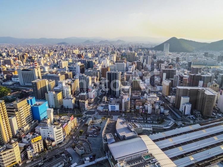 【香川県】高松シンボルタワーからの風景 高松シンボルタワー,展望台,高松市の写真素材