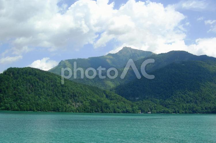 ヴォルフガング湖トシャーフベルク シャーフベルク,頂上,ヴォルフガング湖の写真素材